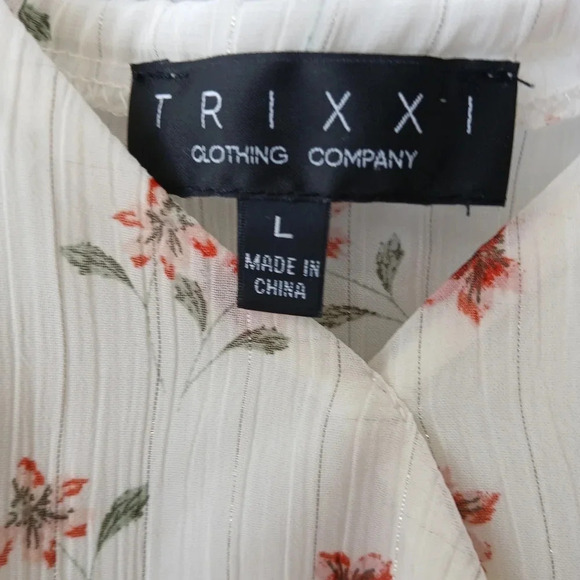 Trixxi tiered dress size L cream floral whimsygoth fairycore babydoll Y2K - Picture 8 of 10